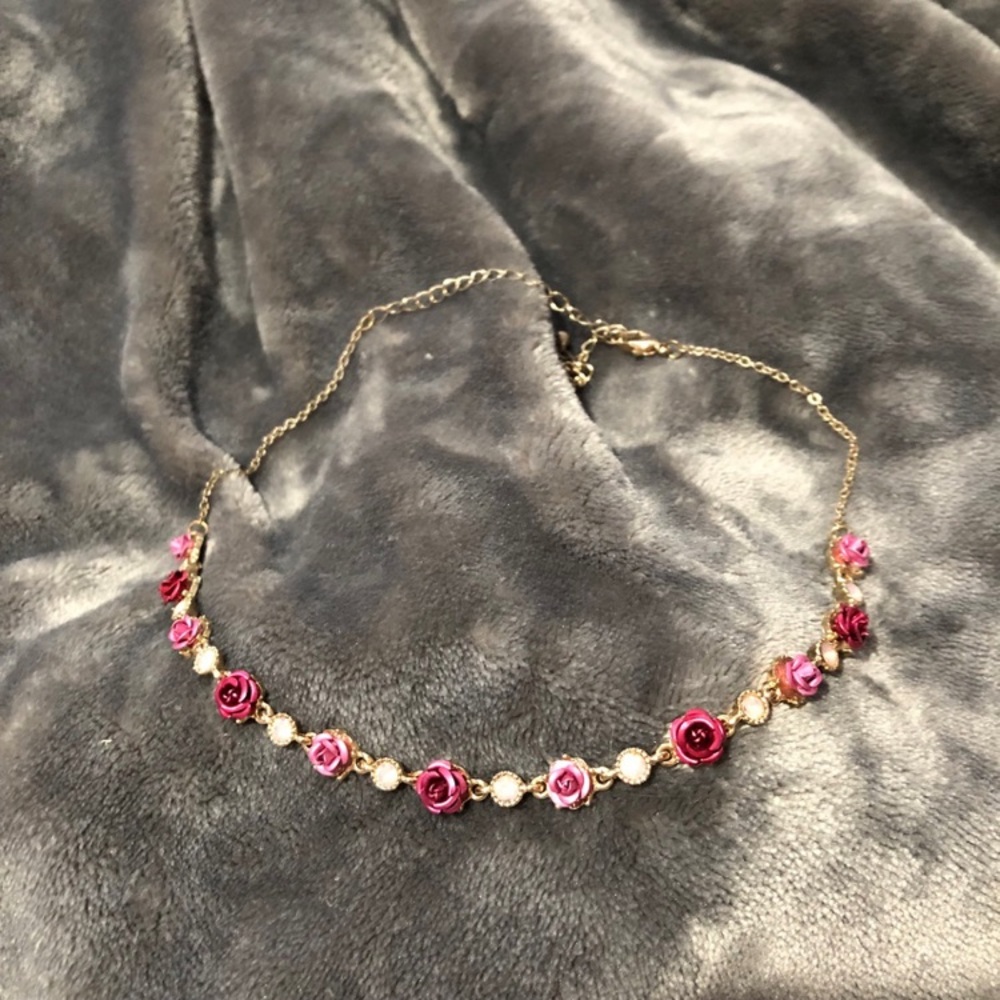 Sculpted Metal Rose Necklace